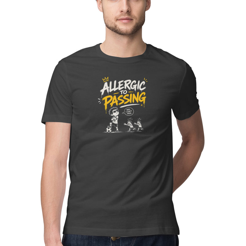 Allergic to Passing – Selfish Footballer Humor Graphic T-Shirt